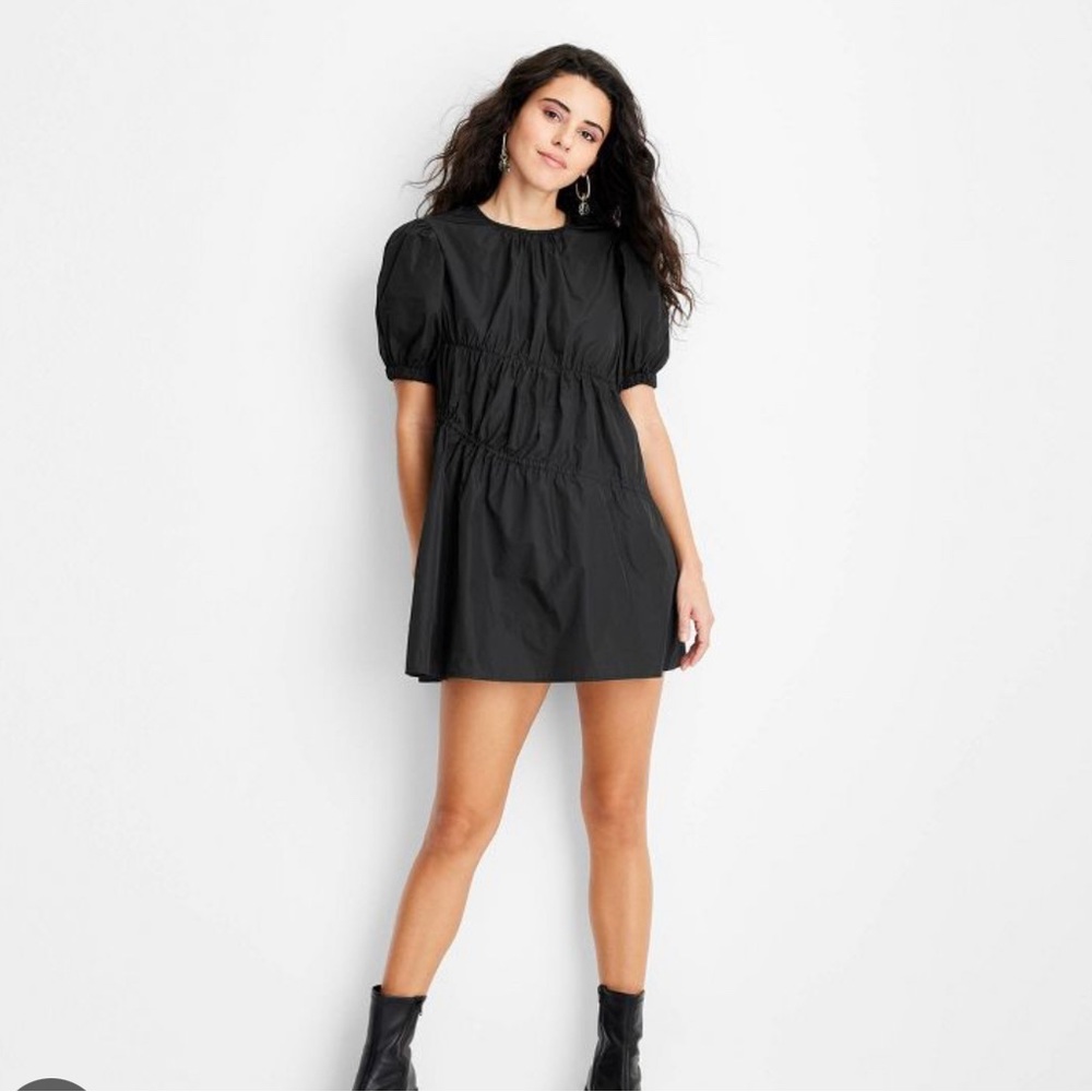 Women's Puff Short Sleeve Drawcord Mini Dress - Future Collective™